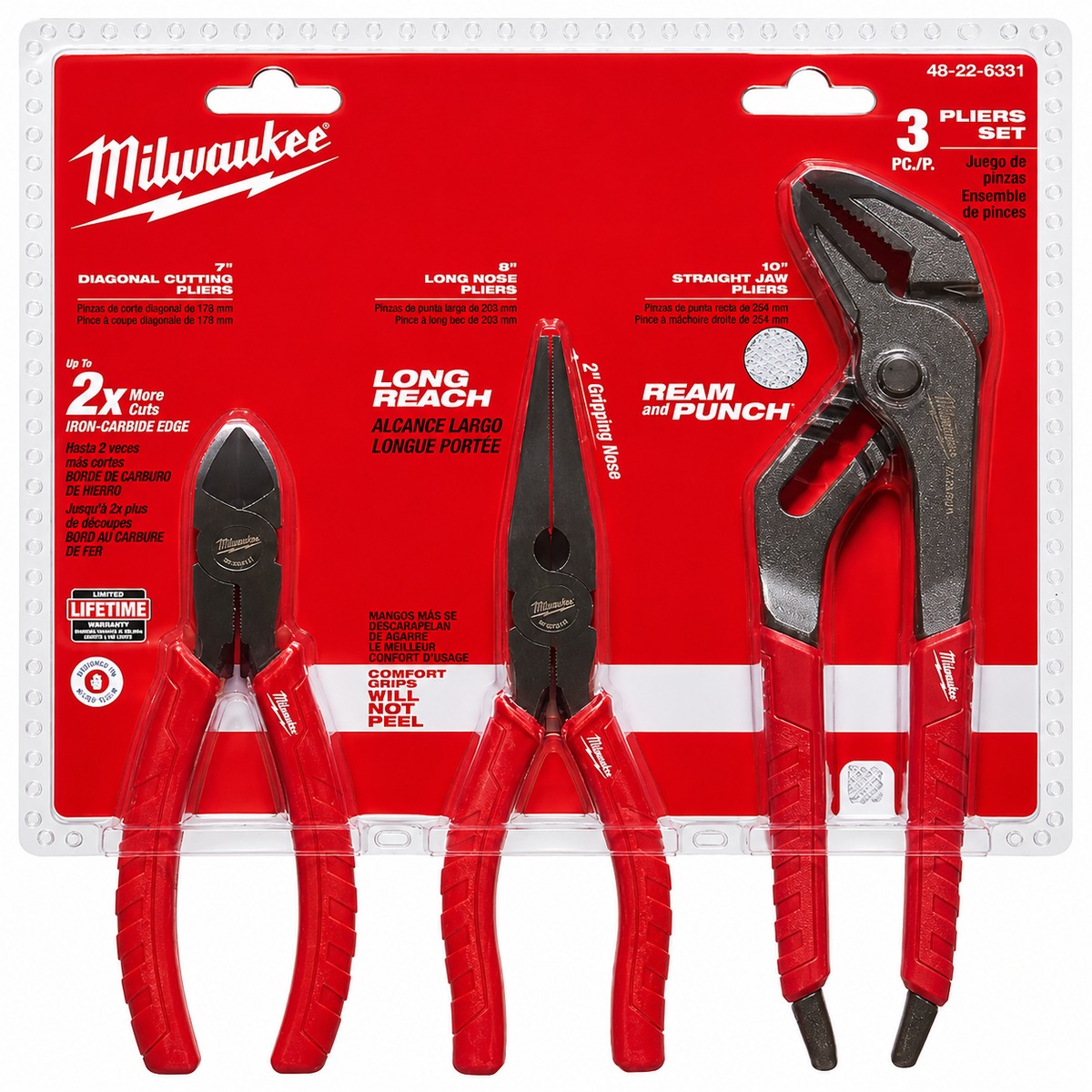 Kit De Alicates Milwaukee Com 3 Peças 48-22-6331
